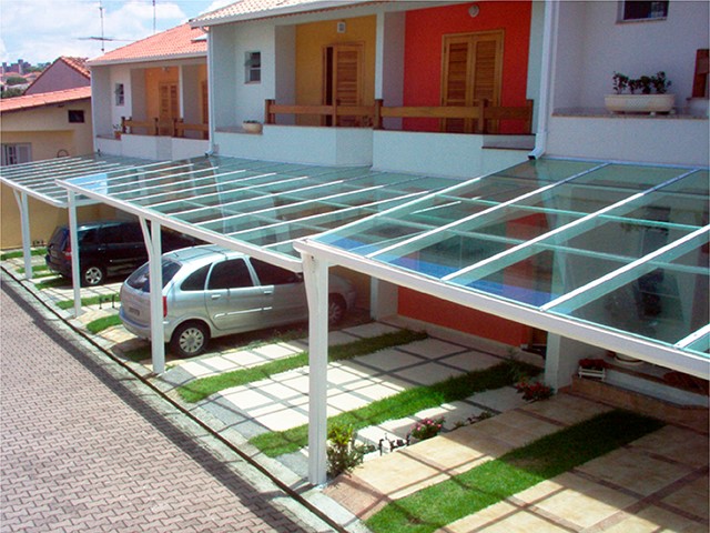 Coberturas policarbonato compacto para garagem | Abrigos para bicicletas | Alpendres.Foto 409CP